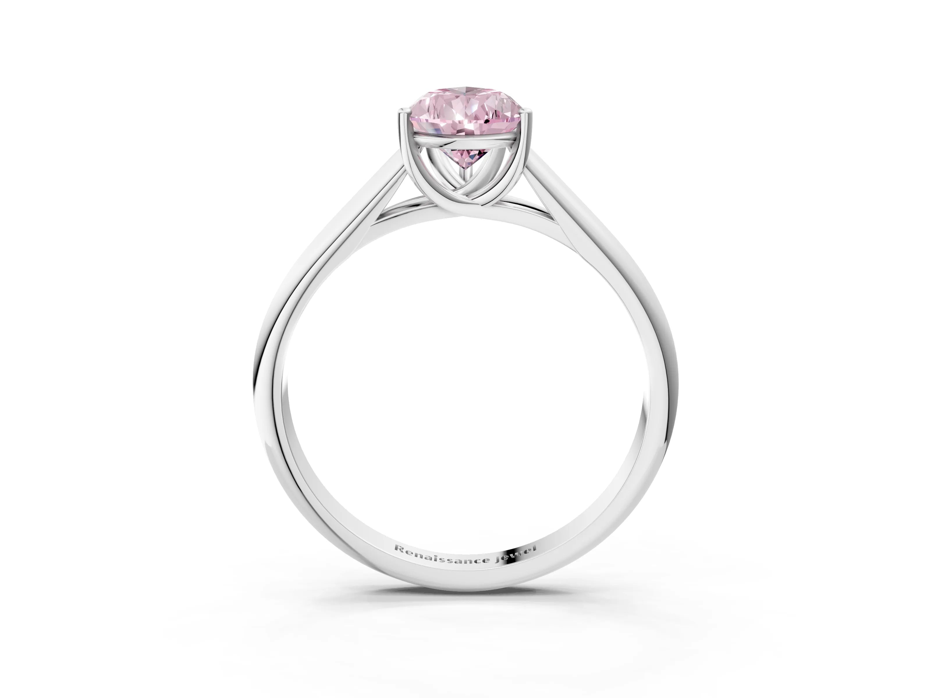 White gold Fancy Pink Pear Cut Cut Diamond Solitaire Engagement Ring with Tapered Plain Band and Four-Prong Setting_3