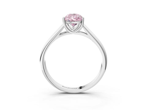 White gold Fancy Pink Pear Cut Cut Diamond Solitaire Engagement Ring with Tapered Plain Band and Four-Prong Setting_3