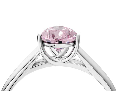 White gold Fancy Pink Pear Cut Cut Diamond Solitaire Engagement Ring with Tapered Plain Band and Four-Prong Setting_4
