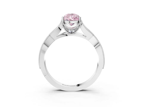 White gold Fancy Pink Pear Cut Cut Diamond Twisted Band with Milgrain Pave Setting and Four-Prong Setting_15