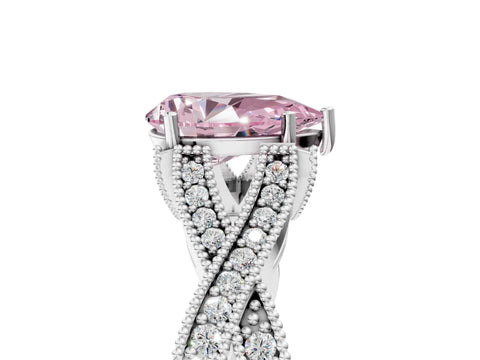 White gold Fancy Pink Pear Cut Cut Diamond Twisted Band with Milgrain Pave Setting and Four-Prong Setting_17
