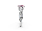White gold Fancy Pink Pear Cut Cut Diamond Twisted Band with Milgrain Pave Setting and Four-Prong Setting_2