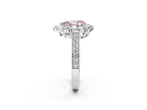 White gold Fancy Pink Pear Cut Cut Halo Diamond Pavé Engagement Ring with Milgrain Detailing_32
