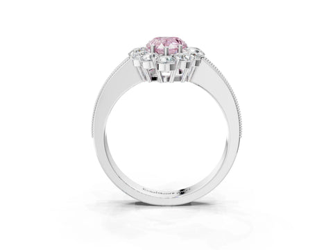 White gold Fancy Pink Pear Cut Cut Halo Diamond Pavé Engagement Ring with Milgrain Detailing_33