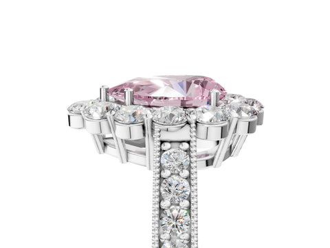 White gold Fancy Pink Pear Cut Cut Halo Diamond Pavé Engagement Ring with Milgrain Detailing_53