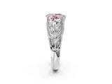 White gold Fancy Pink Pear Cut Cut Milgrain Pave Diamond Engagement Ring with Four-Prong Setting_5