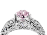 White gold Fancy Pink Pear Cut Cut Milgrain Pave Diamond Engagement Ring with Four-Prong Setting_7
