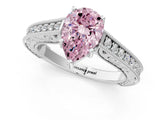 White gold Fancy Pink Pear Cut Cut Pave Band Milgrain Solitaire Ring_1