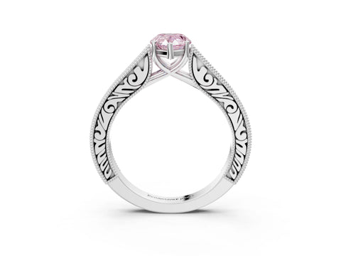 White gold Fancy Pink Pear Cut Cut Pave Band Milgrain Solitaire Ring_3