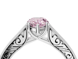 White gold Fancy Pink Pear Cut Cut Pave Band Milgrain Solitaire Ring_4