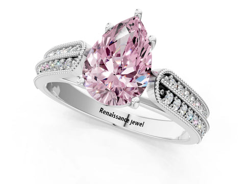 White gold Fancy Pink Pear Cut Cut Pave Split Shank Engagement Ring with Four-Prong Setting_13