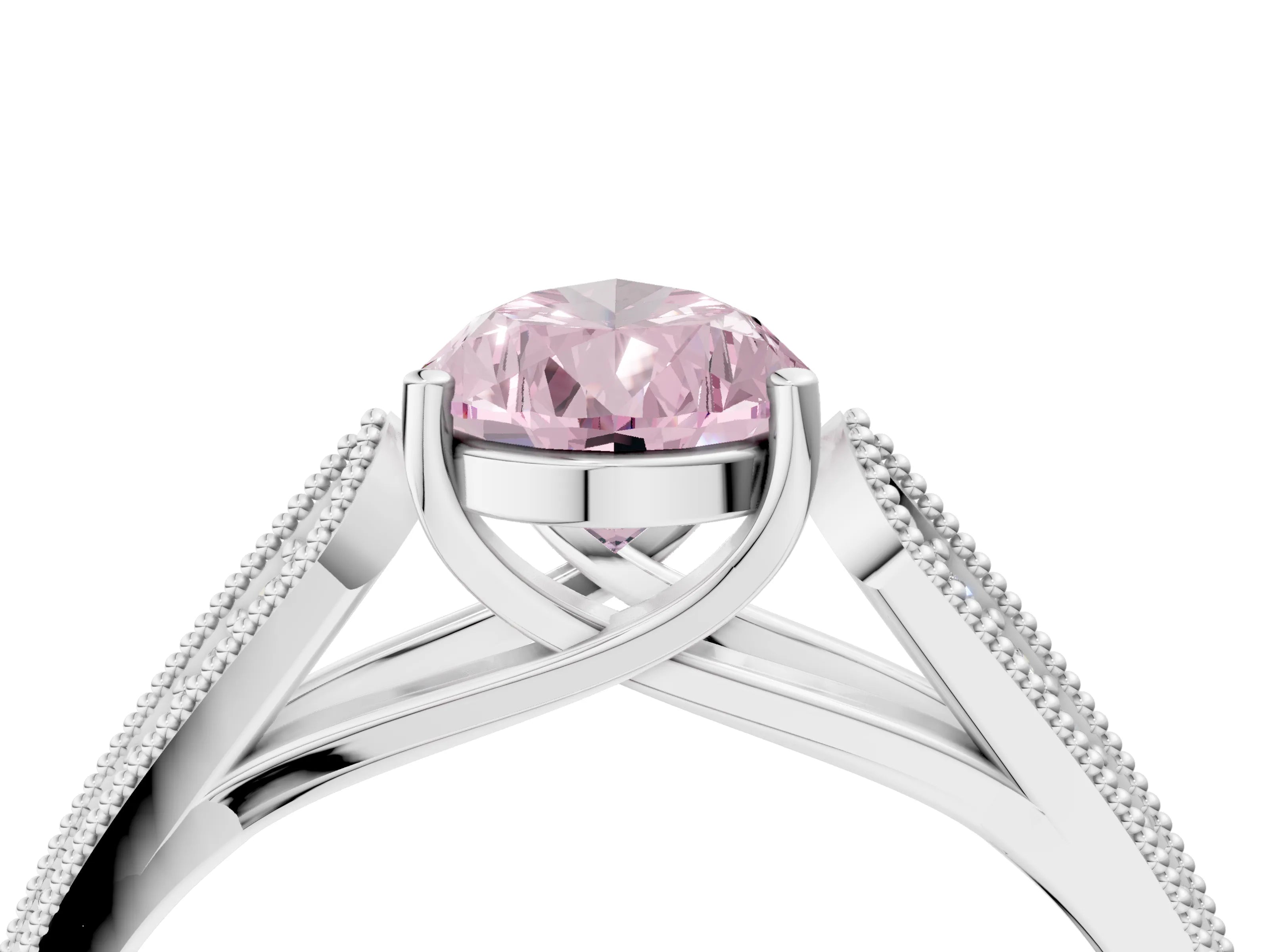 White gold Fancy Pink Pear Cut Cut Pave Split Shank Engagement Ring with Four-Prong Setting_16