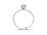 White gold Fancy Pink Pear Cut Diamond Brilliant Solitaire Ring with Pavé Band and Four-Prong Setting_15