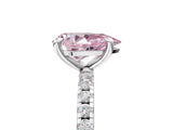 White gold Fancy Pink Pear Cut Diamond Brilliant Solitaire Ring with Pavé Band and Four-Prong Setting_17