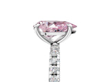 White gold Fancy Pink Pear Cut Diamond Brilliant Solitaire Ring with Pavé Band and Four-Prong Setting_29