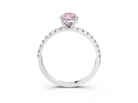 White gold Fancy Pink Pear Cut Diamond Brilliant Solitaire Ring with Pavé Band and Four-Prong Setting_3