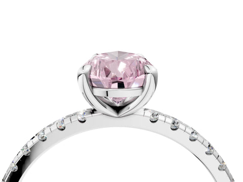 White gold Fancy Pink Pear Cut Diamond Brilliant Solitaire Ring with Pavé Band and Four-Prong Setting_4