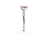 White gold Fancy Pink Pear Cut Diamond Cathedral Solitaire Ring with Round  Pavé Band_180