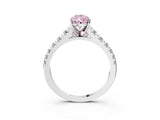 White gold Fancy Pink Pear Cut Diamond Cathedral Solitaire Ring with Round  Pavé Band_181