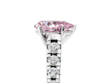 White gold Fancy Pink Pear Cut Diamond Cathedral Solitaire Ring with Round  Pavé Band_183