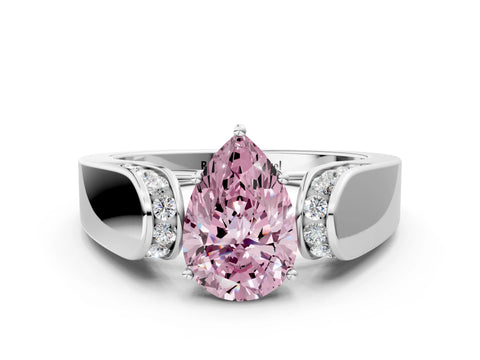 White gold Fancy Pink Pear Cut Diamond Channel Set Solitaire Ring with Four-Prong Setting_51