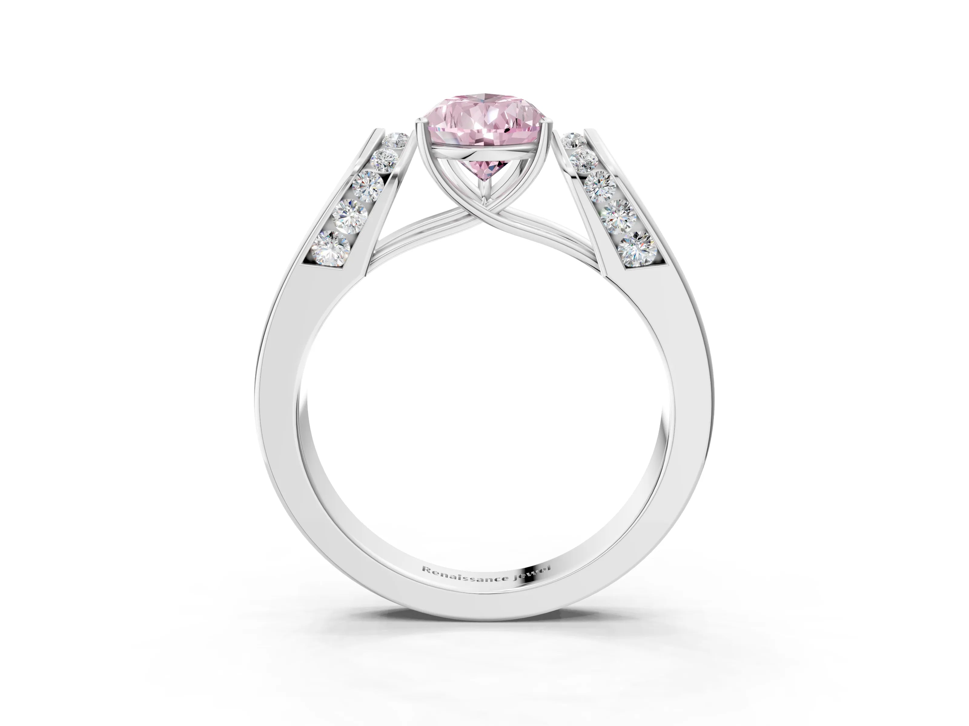 White gold Fancy Pink Pear Cut Diamond Channel Set Solitaire Ring with Four-Prong Setting_54