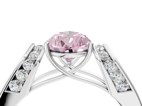 White gold Fancy Pink Pear Cut Diamond Channel Set Solitaire Ring with Four-Prong Setting_55