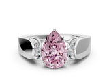 White gold Fancy Pink Pear Cut Diamond Channel Set Solitaire Ring with Four-Prong Setting_61