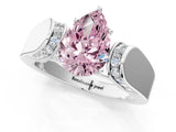 White gold Fancy Pink Pear Cut Diamond Channel Set Solitaire Ring with Four-Prong Setting_62