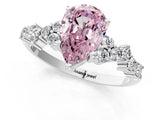 White gold Fancy Pink Pear Cut Diamond Cluster Pavé Band with Four-Prong Setting_13
