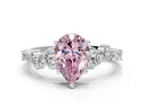White gold Fancy Pink Pear Cut Diamond Cluster Pavé Band with Four-Prong Setting_3
