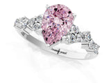 White gold Fancy Pink Pear Cut Diamond Cluster Pavé Band with Four-Prong Setting_4