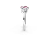 White gold Fancy Pink Pear  Cut Diamond Cluster Ring with Round Accent Stones and Prong Setting on a Classic Band_34