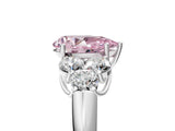 White gold Fancy Pink Pear  Cut Diamond Cluster Ring with Round Accent Stones and Prong Setting on a Classic Band_37