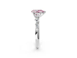 White gold Fancy Pink Pear Cut Diamond Cluster Side Stone Solitaire Ring with Prong Setting_92