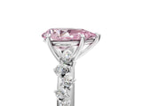 White gold Fancy Pink Pear Cut Diamond Cluster Side Stone Solitaire Ring with Prong Setting_95