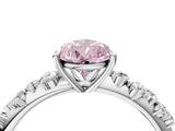 White gold Fancy Pink Pear Cut Diamond Cluster Side Stone Solitaire Ring with Prong Setting_98