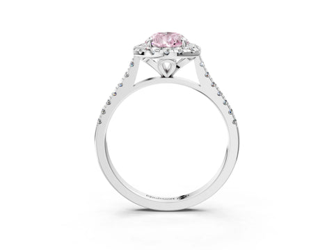 White gold Fancy Pink Pear Cut Diamond Cushion Halo Ring with Pavé Band_3