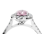 White gold Fancy Pink Pear Cut Diamond Cushion Halo Ring with Pavé Band_4