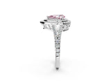 White gold Fancy Pink Pear Cut Diamond Double Halo Ring with Pavé Band and Prong Setting_104