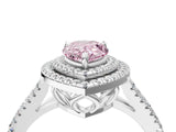 White gold Fancy Pink Pear Cut Diamond Double Halo Ring with Pavé Band and Prong Setting_106