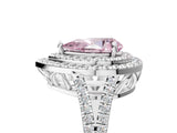 White gold Fancy Pink Pear Cut Diamond Double Halo Ring with Pavé Band and Prong Setting_107