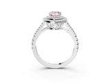 White gold Fancy Pink Pear Cut Diamond Double Halo Ring with Pavé Band and Prong Setting_80
