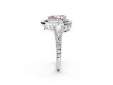 White gold Fancy Pink Pear Cut Diamond Double Halo Ring with Pavé Band and Prong Setting_83