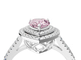 White gold Fancy Pink Pear Cut Diamond Double Halo Ring with Pavé Band and Prong Setting_85