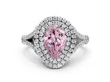 White gold Fancy Pink Pear Cut Diamond Double Halo Ring with Split Shank and Prong Setting_27
