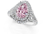 White gold Fancy Pink Pear Cut Diamond Double Halo Ring with Split Shank and Prong Setting_28