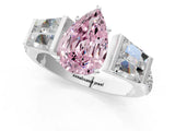 White gold Fancy Pink Pear Cut Diamond Engagement Ring with Baguette Side Stones and Channel Set Band_33