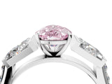 White gold Fancy Pink Pear Cut Diamond Engagement Ring with Baguette Side Stones and Channel Set Band_36