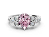 White gold Fancy Pink Pear  Cut Diamond Engagement Ring with Bezel Set Round Side Stones and Prong Setting_49